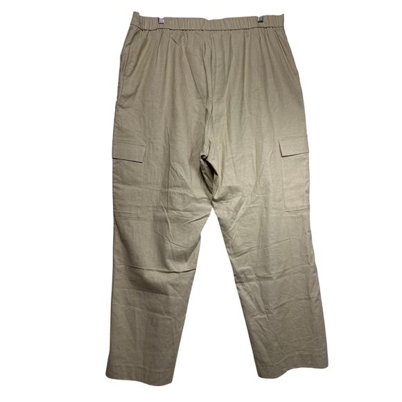 Jaclyn Smith Stretch Linen Blend Wide Leg Cargo Trouser Pants Tan Neutral Sz 1X - Picture 7 of 12